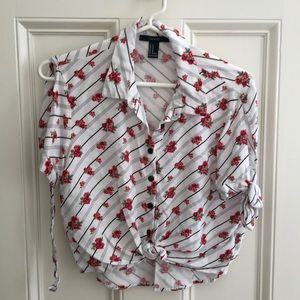 Rose button down with open shoulders